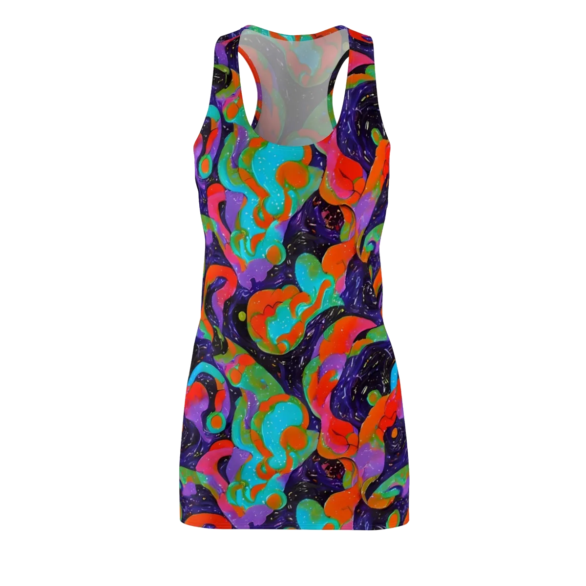 Indigo Citrus Riot on Racerback Dress — Front