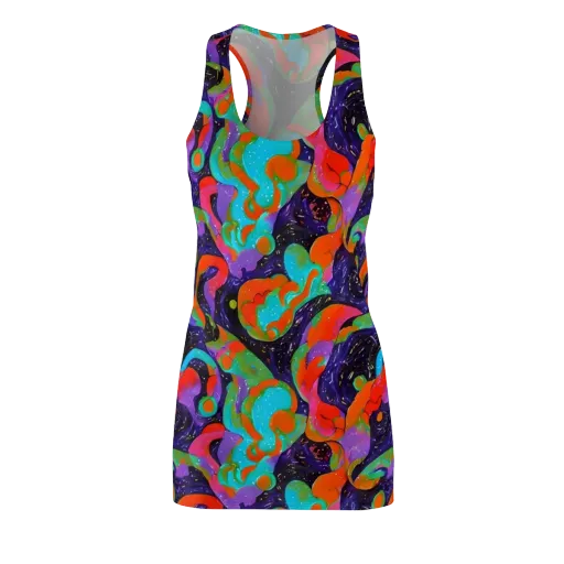Indigo Citrus Riot on a Racerback Dress