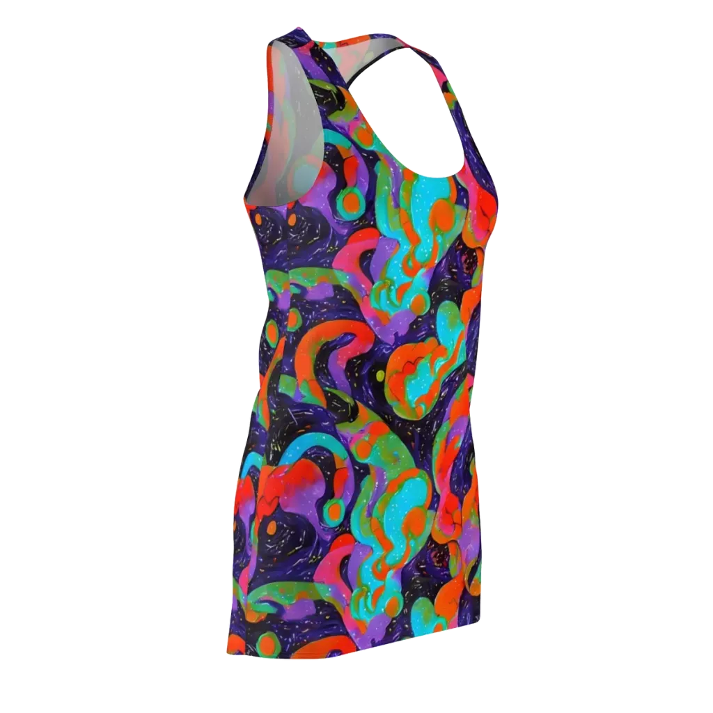 Indigo Citrus Riot on Racerback Dress — Front Side