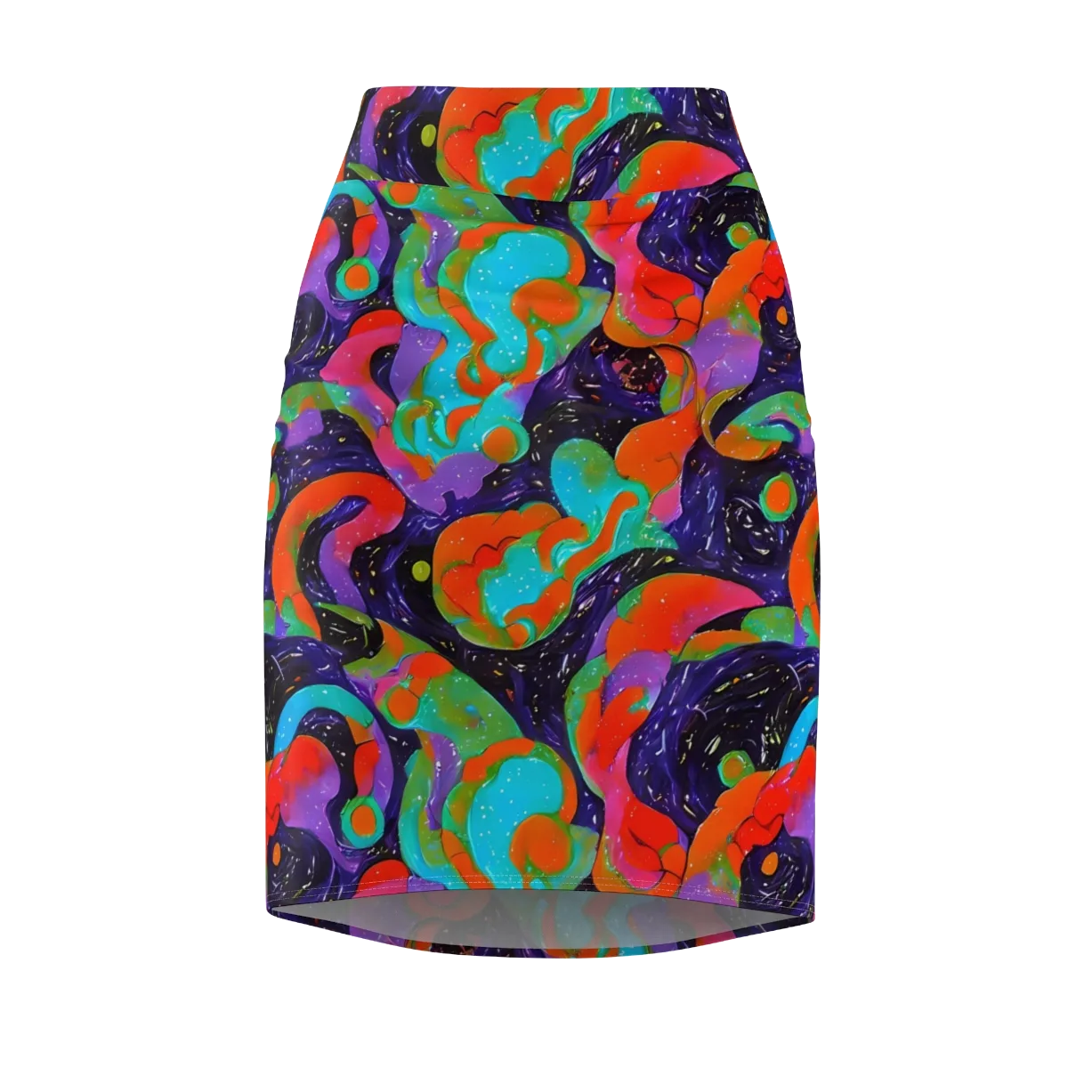 Indigo Citrus Riot on Pencil Skirt — Front