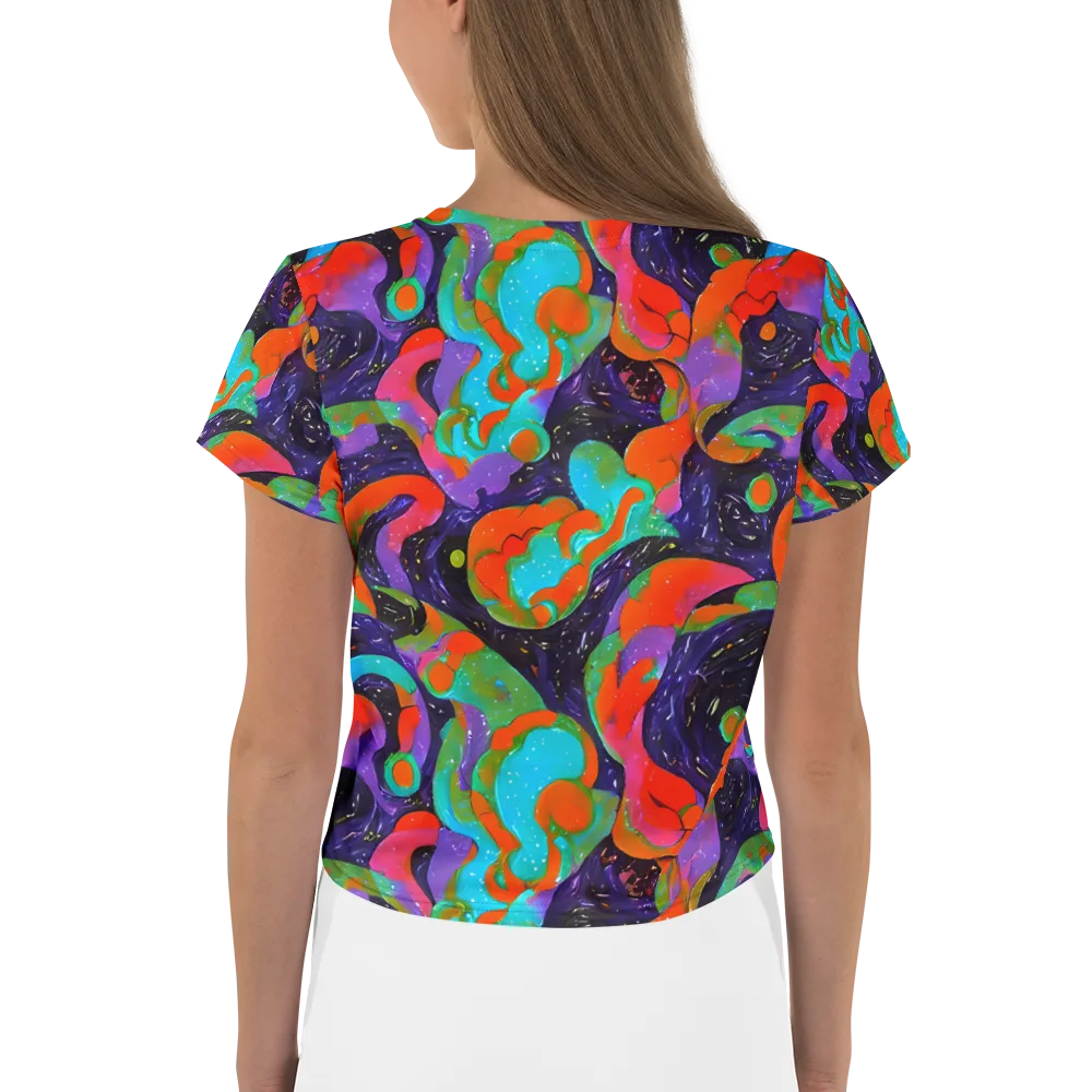 Indigo Citrus Riot on Crop Tee — Back