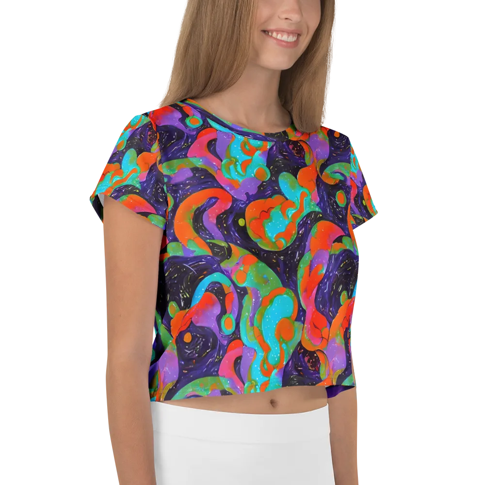 Indigo Citrus Riot on Crop Tee — Right