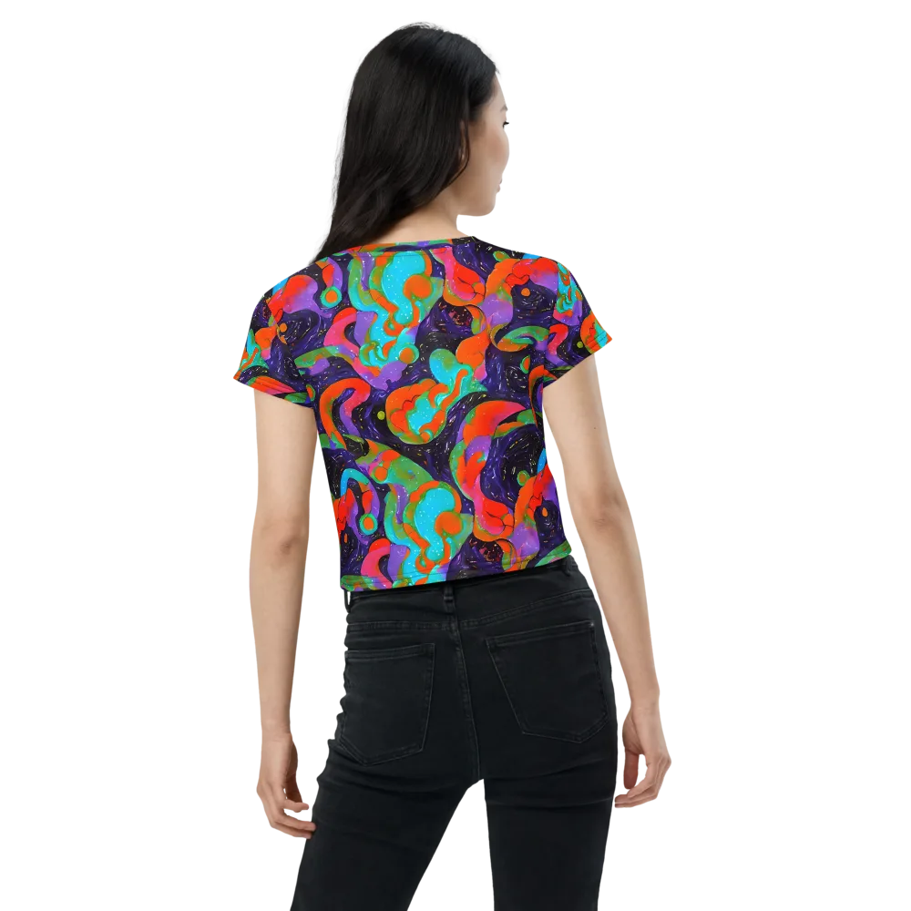 Indigo Citrus Riot on Crop Tee — Back