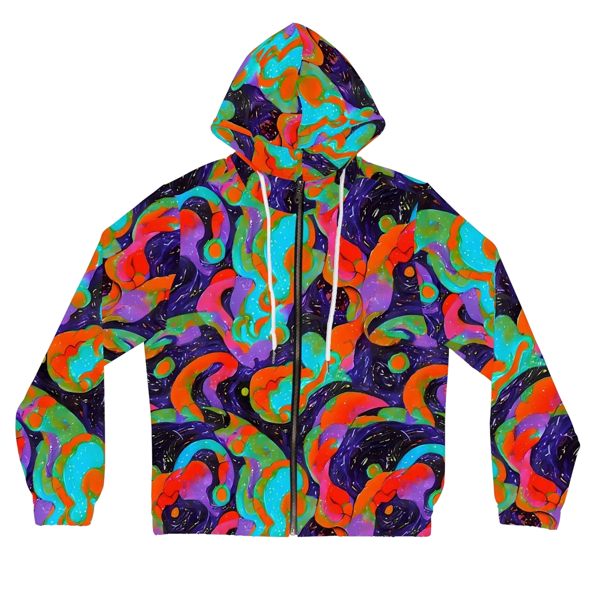 Indigo Citrus Riot on Women's Full-Zip Hoodie — Front