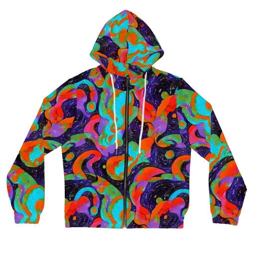 Indigo Citrus Riot on a Women's Full-Zip Hoodie