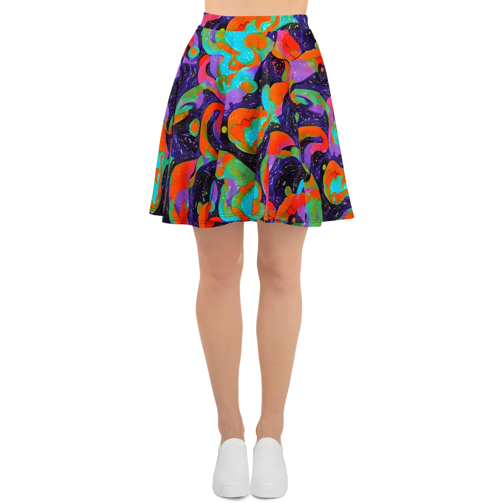 Indigo Citrus Riot on Skater Skirt — Front
