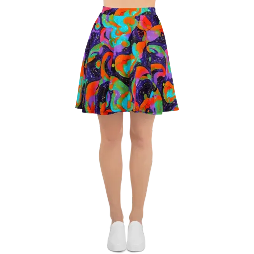 Indigo Citrus Riot on a Skater Skirt