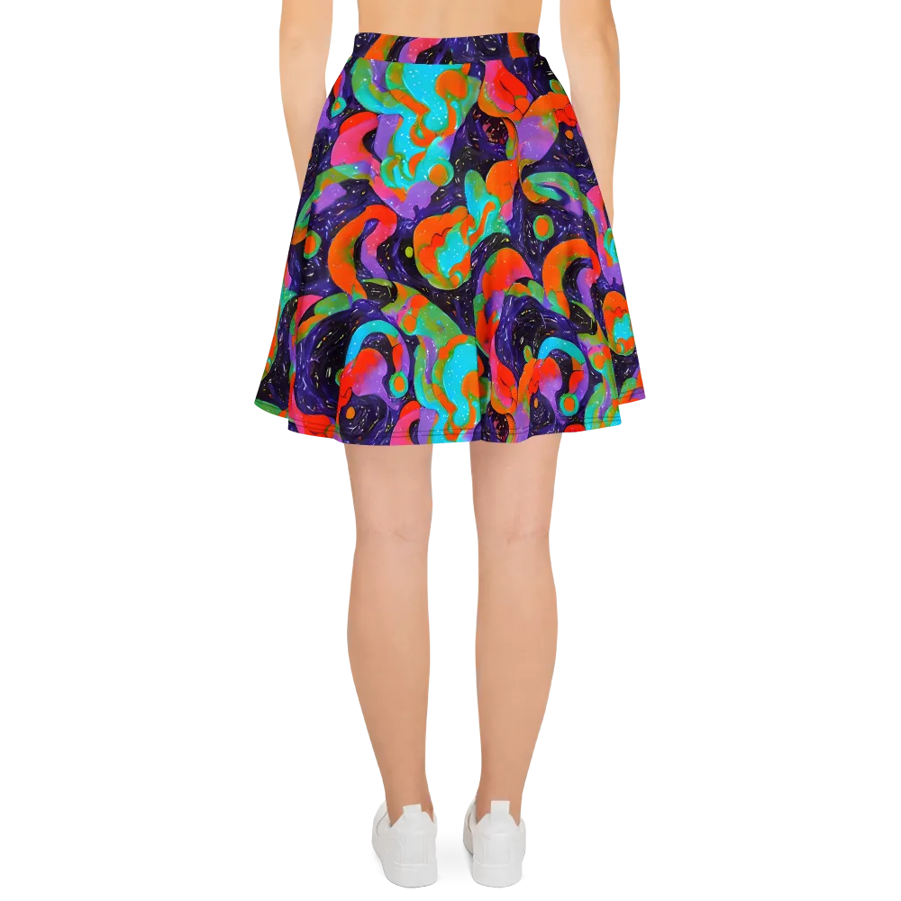 Indigo Citrus Riot on Skater Skirt — Back