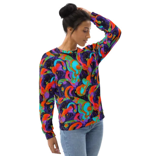 Indigo Citrus Riot on a Sweatshirt