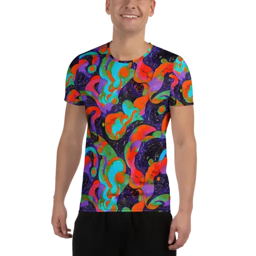 Indigo Citrus Riot on a Men's Athletic T-Shirt