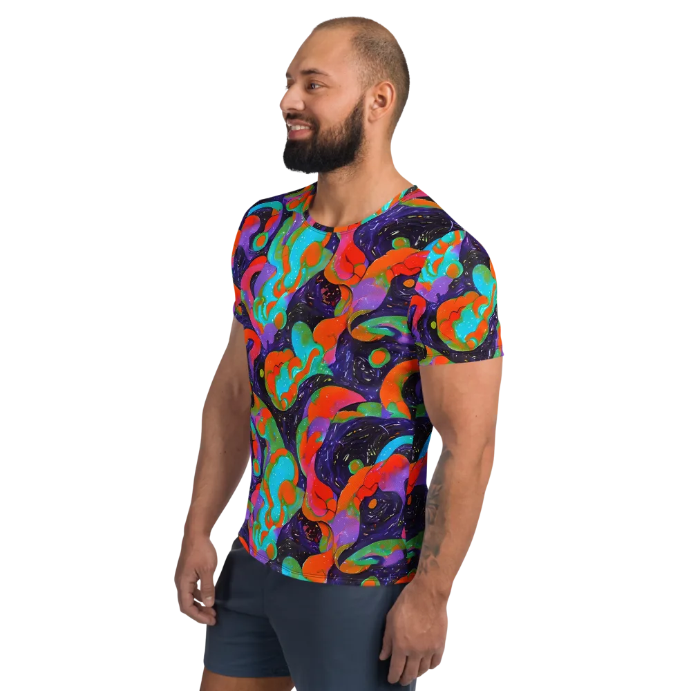 Indigo Citrus Riot on Men's Athletic T-Shirt — Left