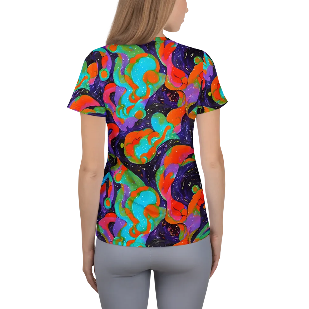 Indigo Citrus Riot on Women's Athletic T-Shirt — Back