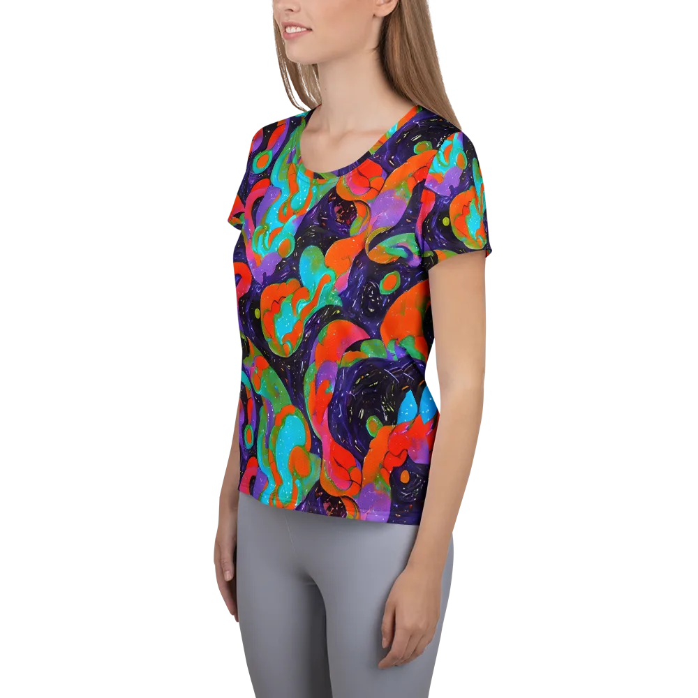 Indigo Citrus Riot on Women's Athletic T-Shirt — Left