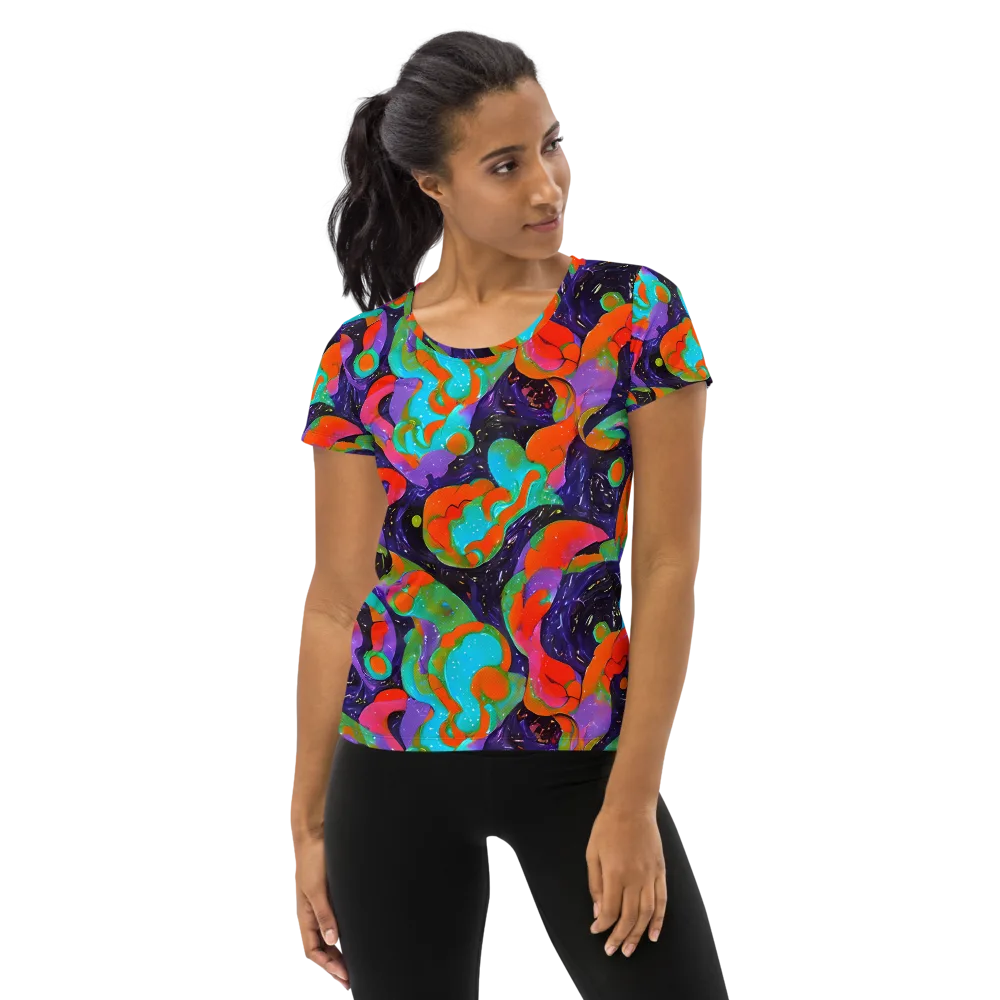 Indigo Citrus Riot on Women's Athletic T-Shirt — Front
