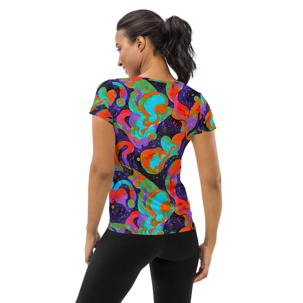 Indigo Citrus Riot on Women's Athletic T-Shirt — Back
