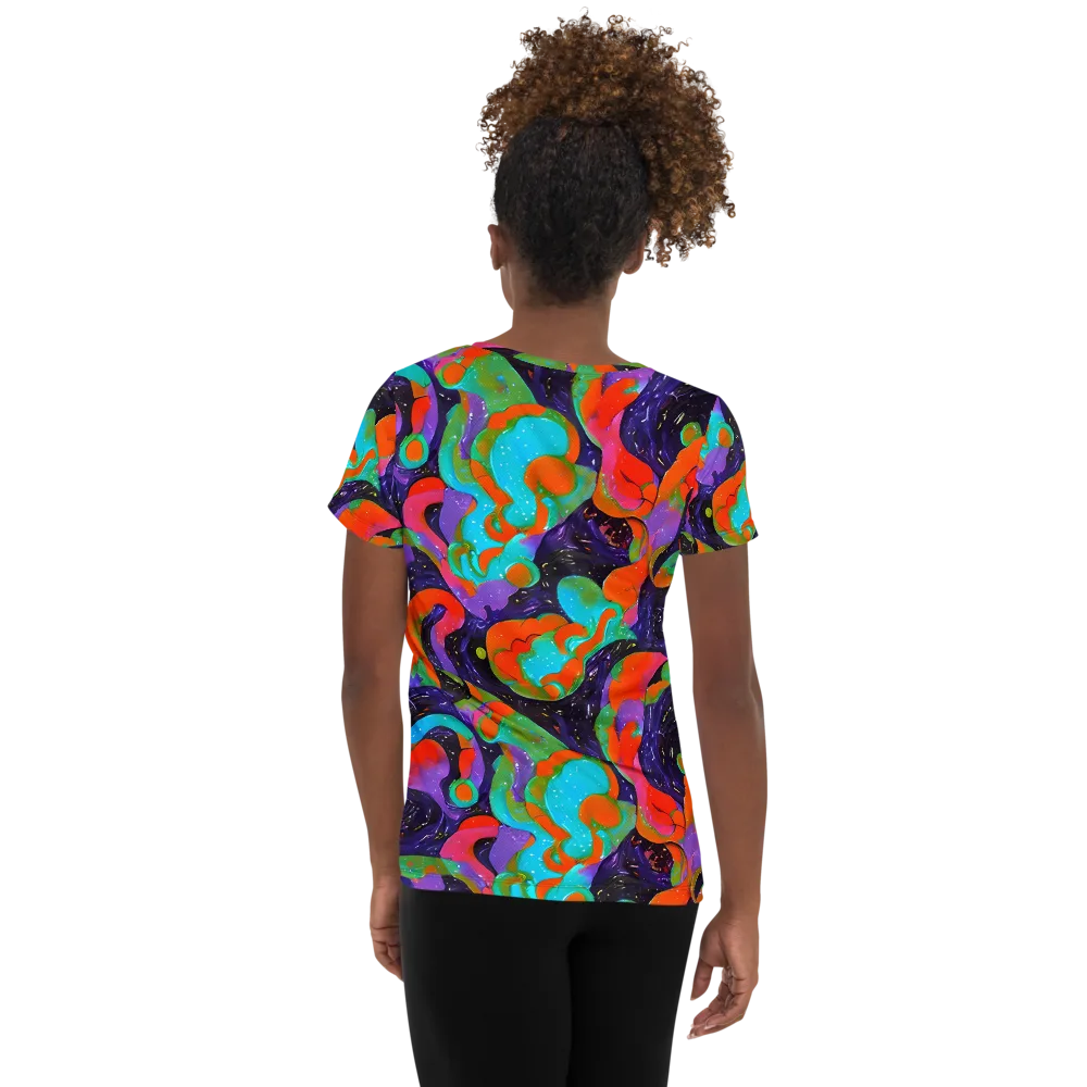 Indigo Citrus Riot on Women's Athletic T-Shirt — Back