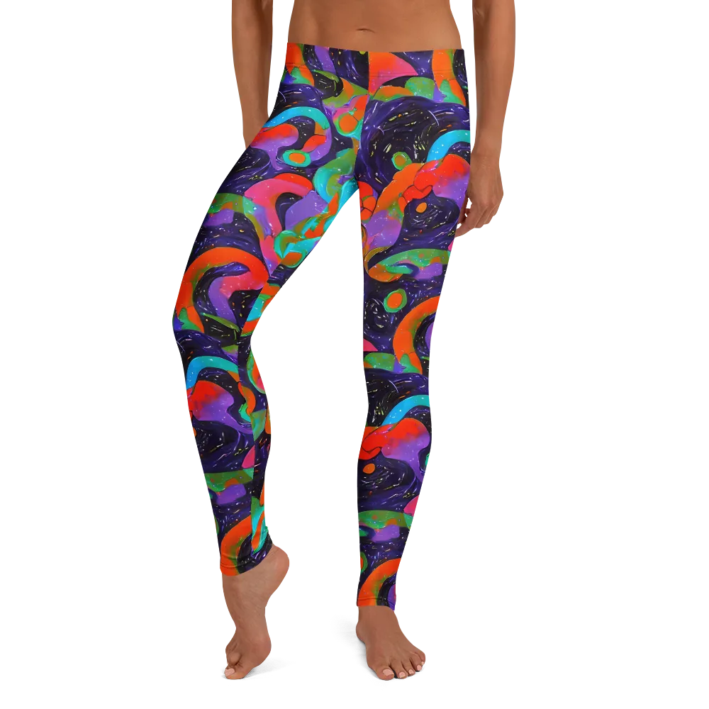 Indigo Citrus Riot on Leggings — Front