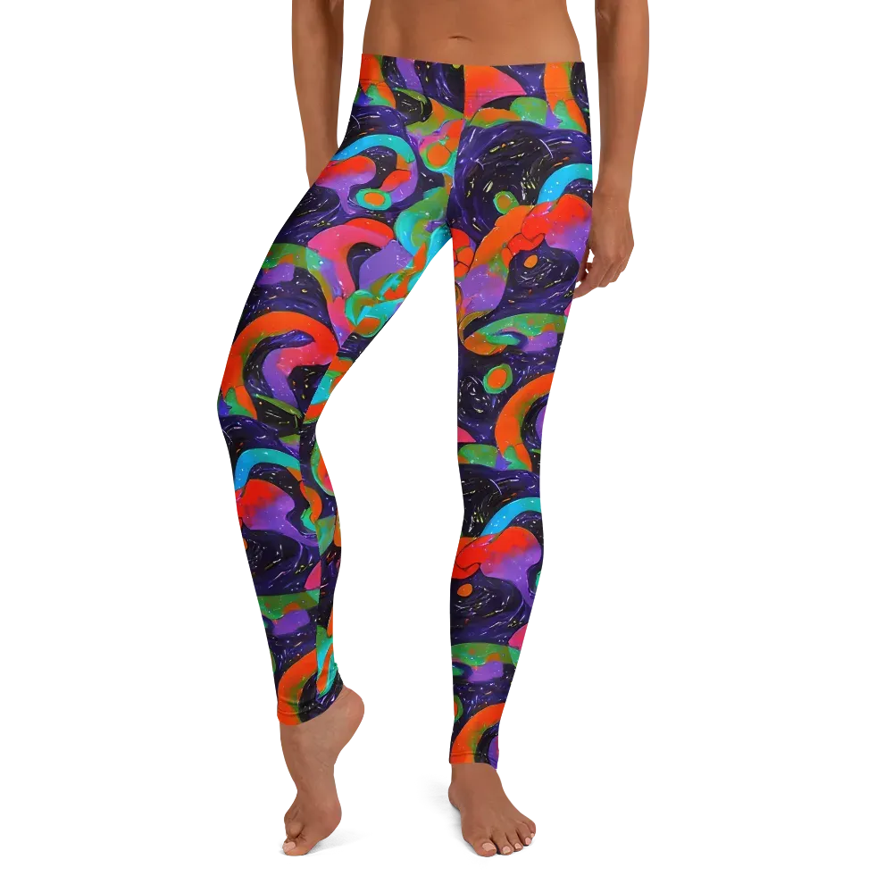 Indigo Citrus Riot on Leggings — Front