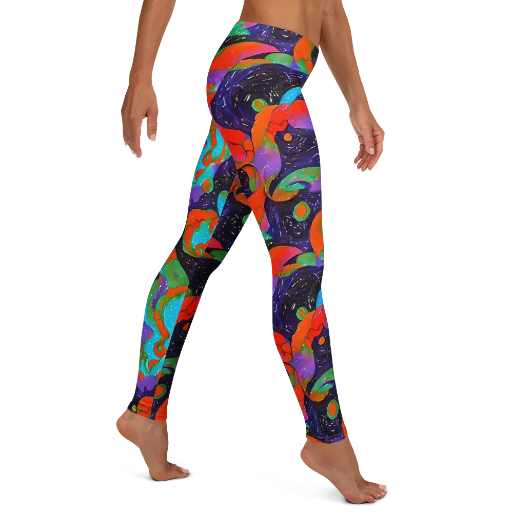 Indigo Citrus Riot on Leggings — Right