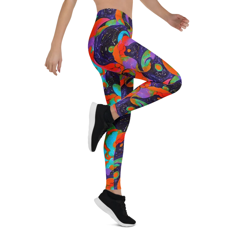 Indigo Citrus Riot on Leggings — Right