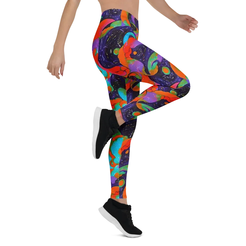 Indigo Citrus Riot on Leggings — Right