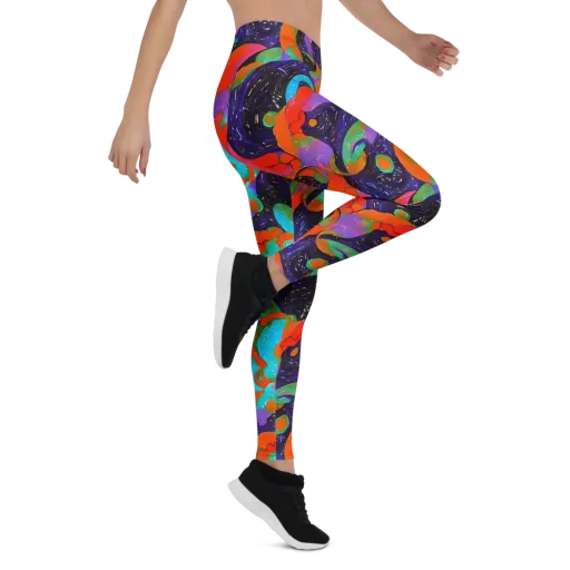 Indigo Citrus Riot on a Leggings