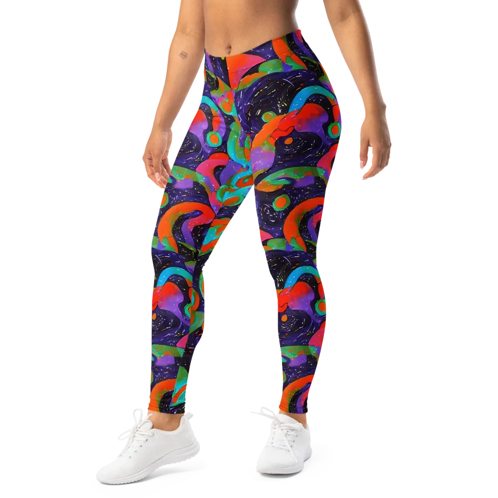 Indigo Citrus Riot on Leggings — Left Front