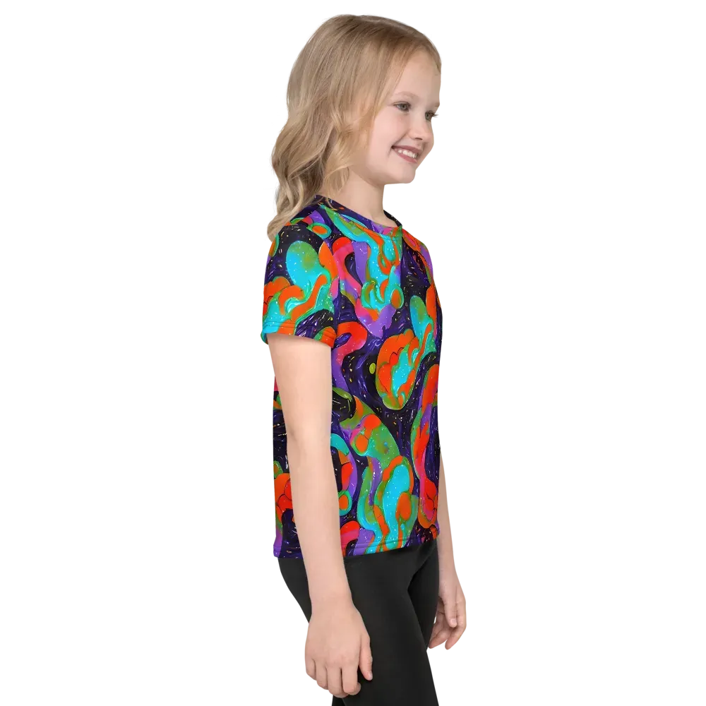 Indigo Citrus Riot on Kids Crew Neck T-Shirt — Right