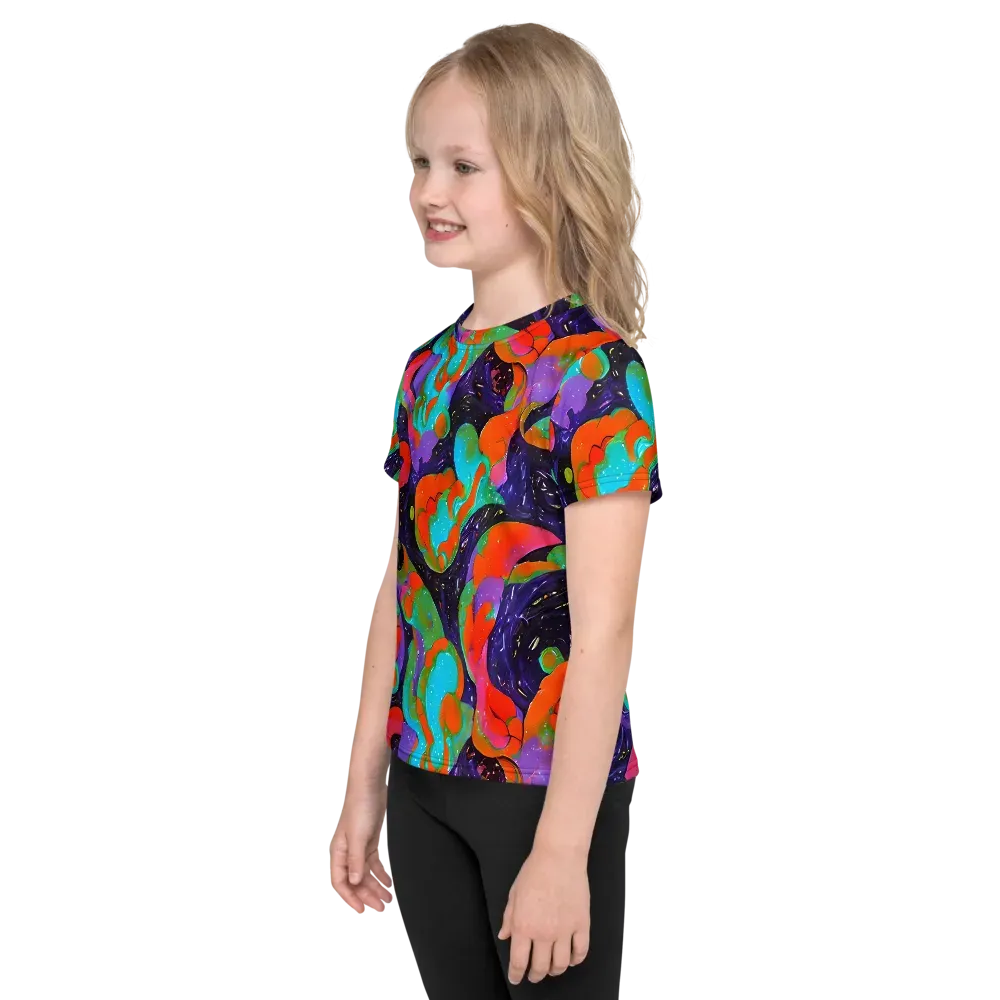Indigo Citrus Riot on Kids Crew Neck T-Shirt — Left