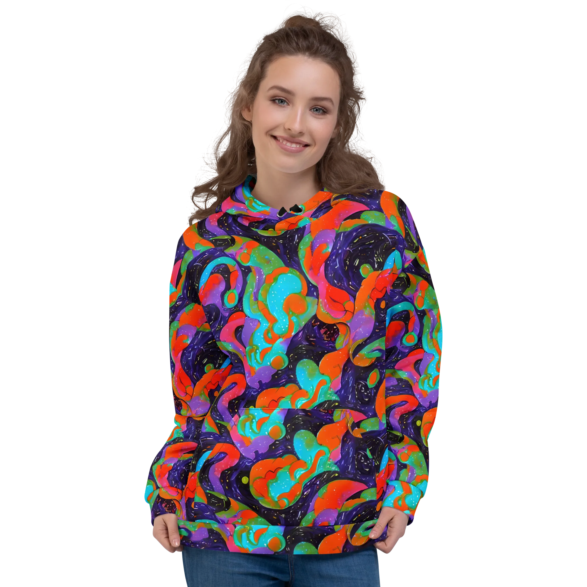 Indigo Citrus Riot on Hoodie — Front
