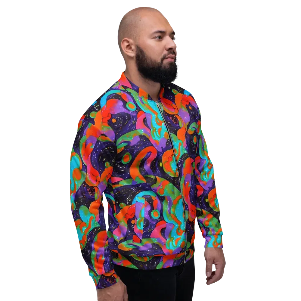 Indigo Citrus Riot on Bomber Jacket — Right