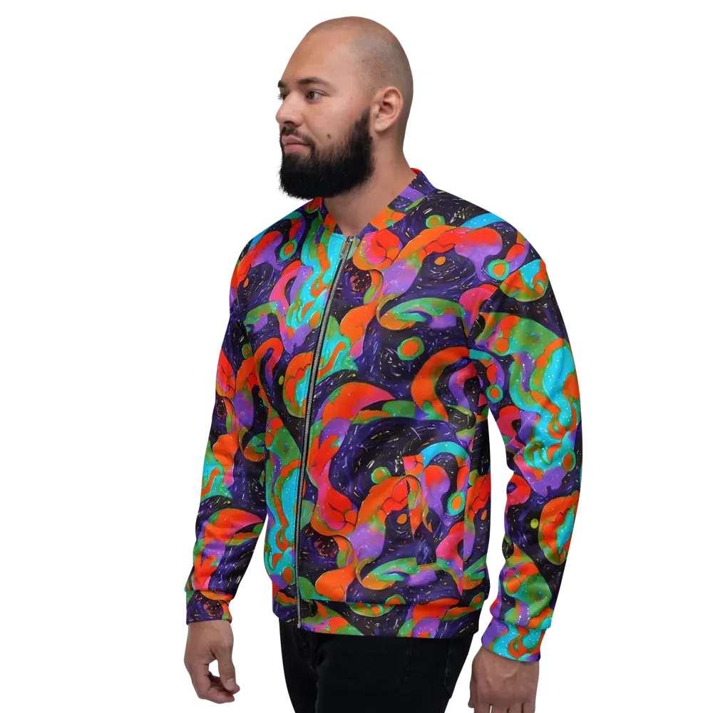 Indigo Citrus Riot on Bomber Jacket — Left