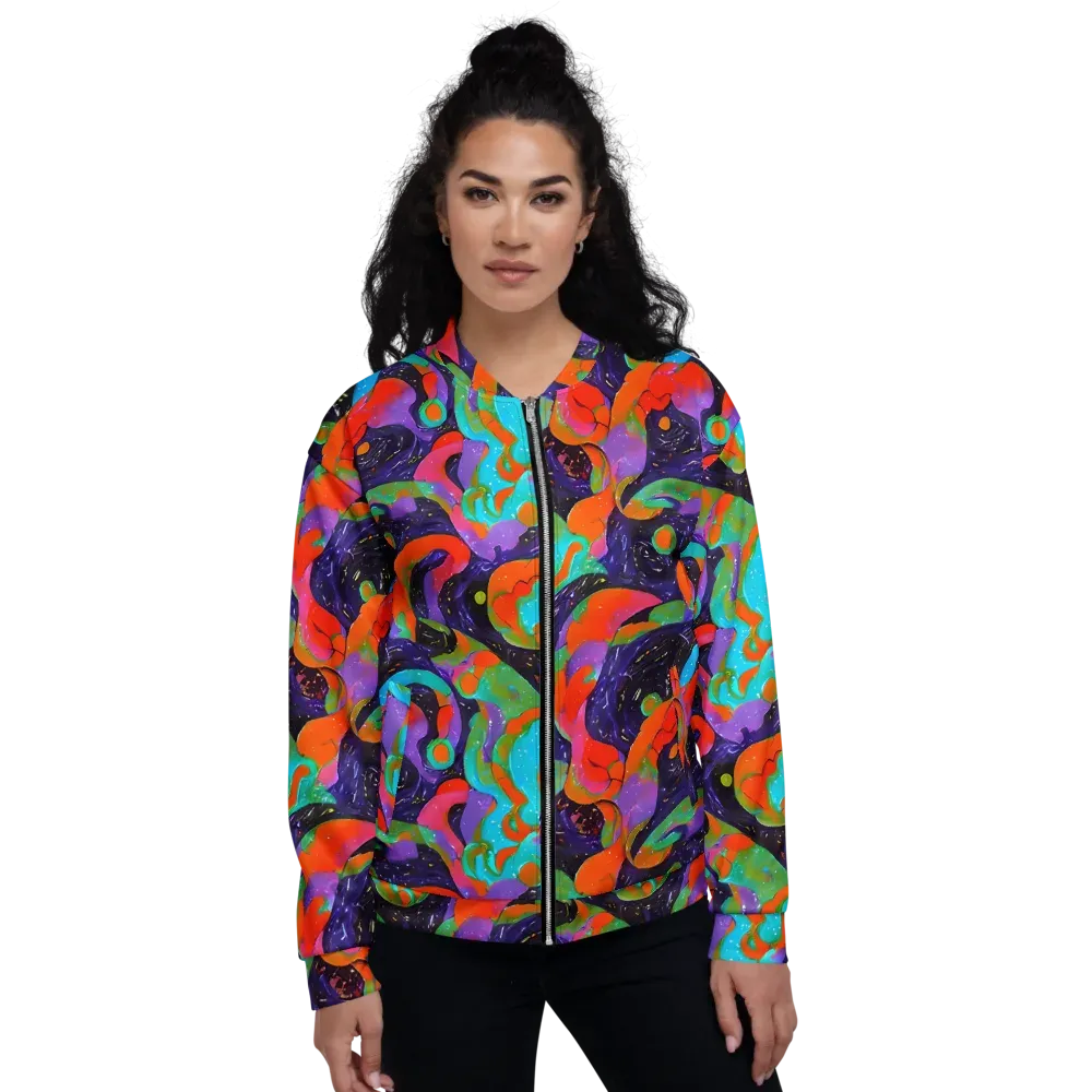 Indigo Citrus Riot on Bomber Jacket — Front