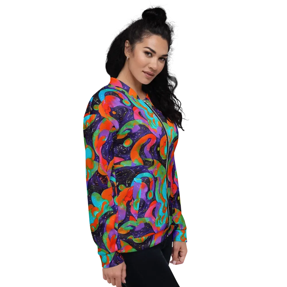 Indigo Citrus Riot on Bomber Jacket — Right