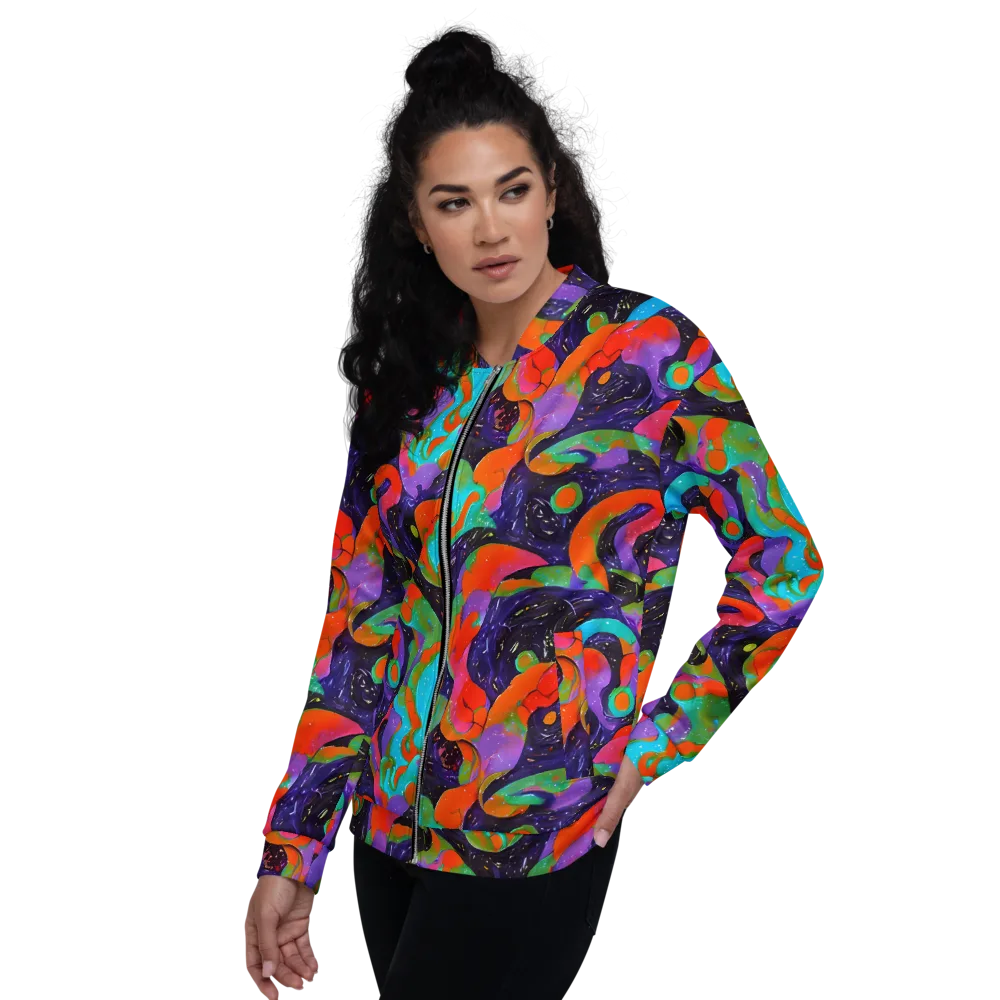 Indigo Citrus Riot on Bomber Jacket — Left