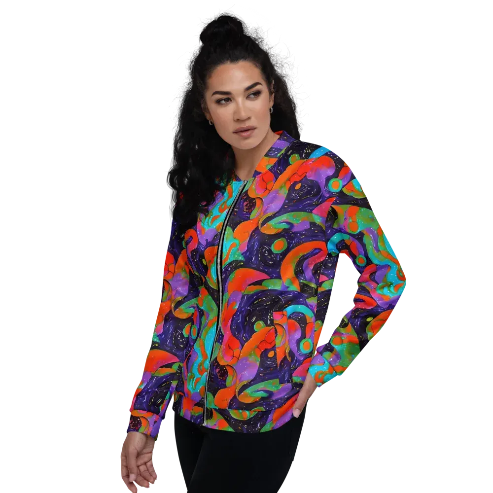 Indigo Citrus Riot on Bomber Jacket — Left