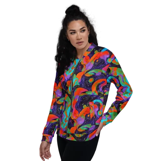 Indigo Citrus Riot on a Bomber Jacket