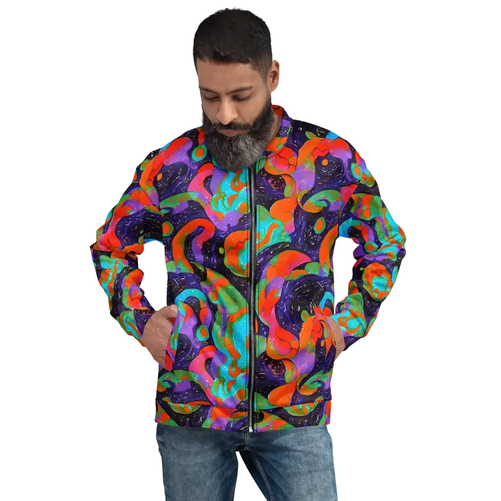 Indigo Citrus Riot on Bomber Jacket — Front