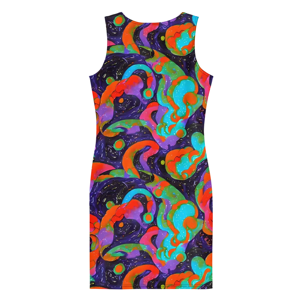Indigo Citrus Riot on Bodycon Dress — Back