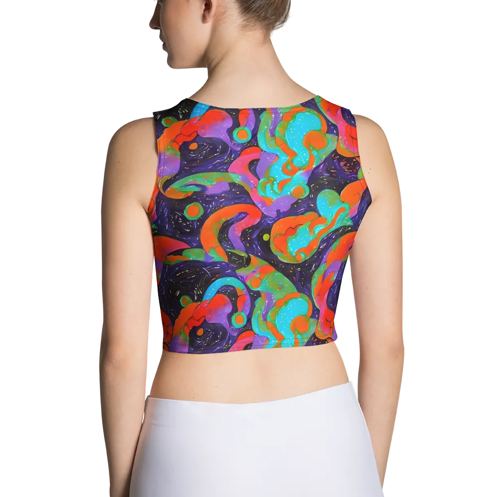 Indigo Citrus Riot on Crop Top — Back