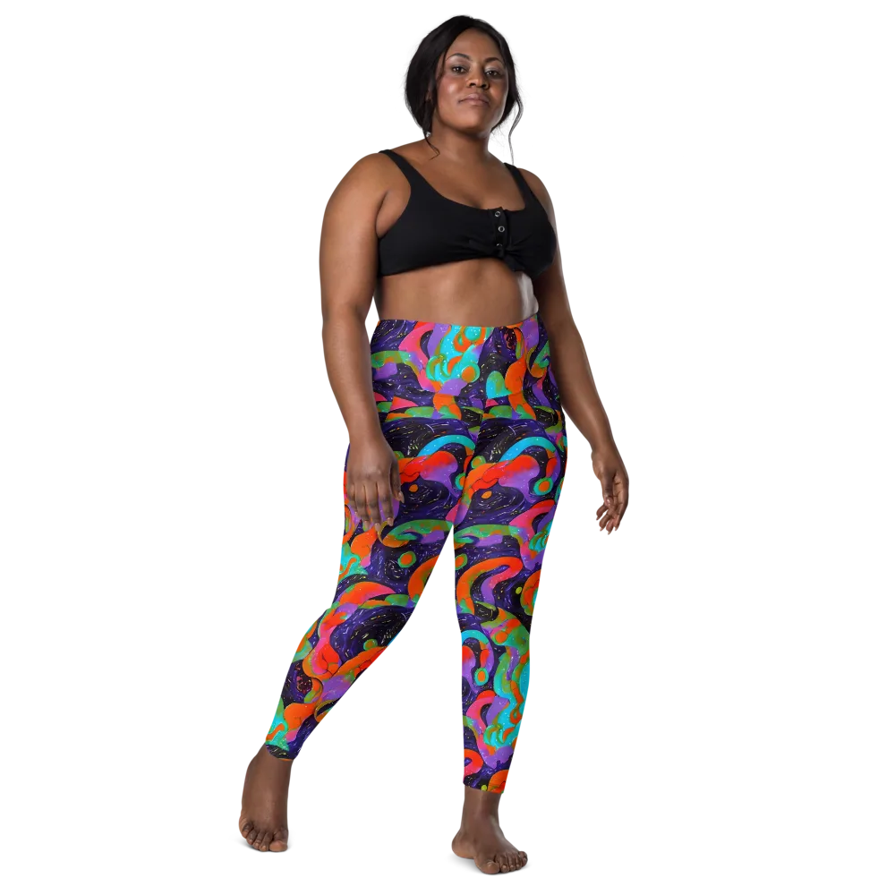 Indigo Citrus Riot on Leggings with Pockets — Front