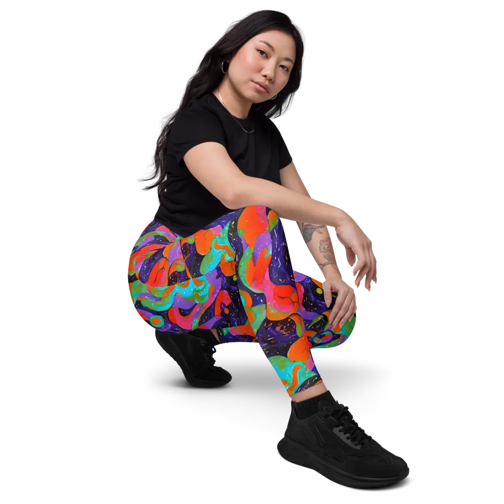 Indigo Citrus Riot on Leggings with Pockets — Right Front