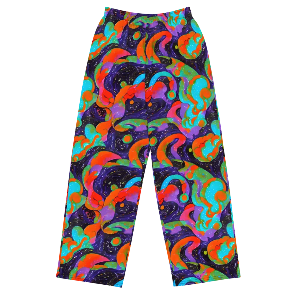 Indigo Citrus Riot on Wide-Leg Pants — Front