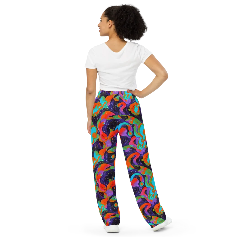 Indigo Citrus Riot on Wide-Leg Pants — Back