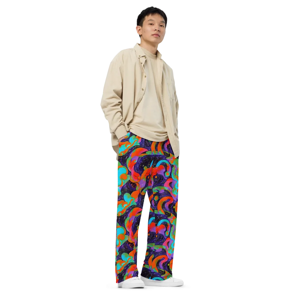 Indigo Citrus Riot on Wide-Leg Pants — Right Front