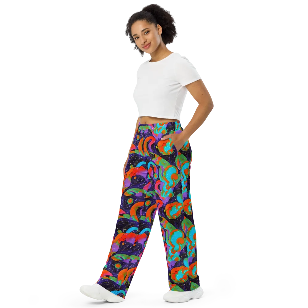 Indigo Citrus Riot on Wide-Leg Pants — Left Front