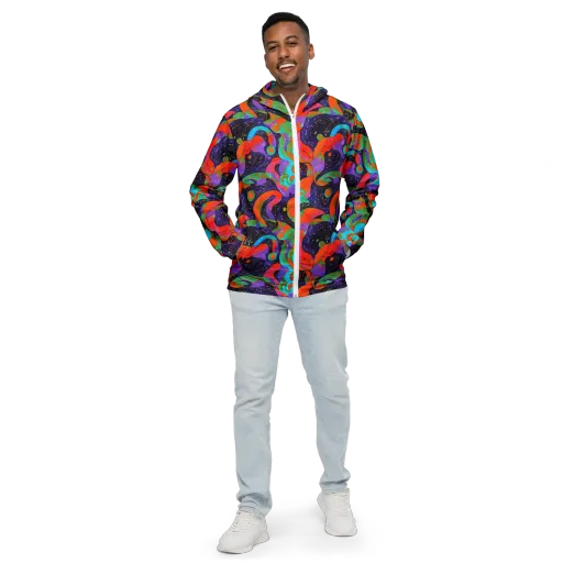Indigo Citrus Riot on a Men's Windbreaker