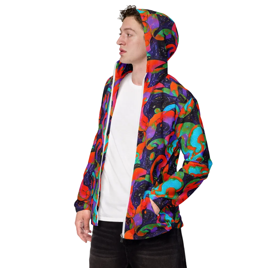 Indigo Citrus Riot on Men's Windbreaker — Left Front