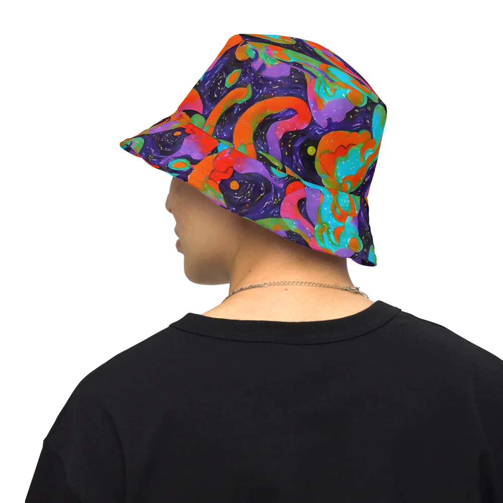 Indigo Citrus Riot on Reversible Bucket Hat — Back Inside