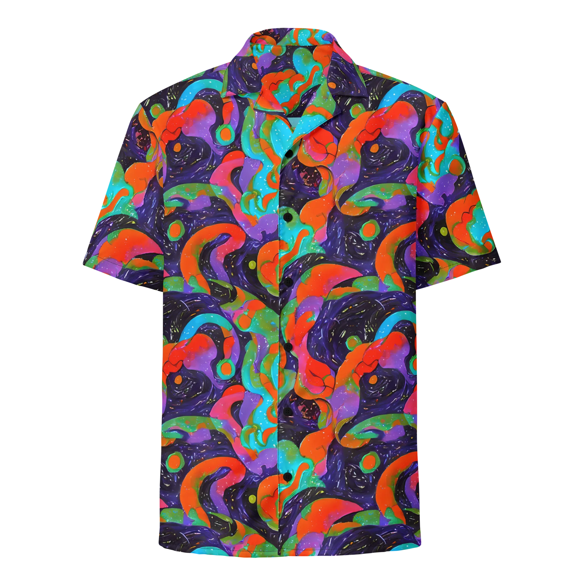 Indigo Citrus Riot on Button Shirt — Front